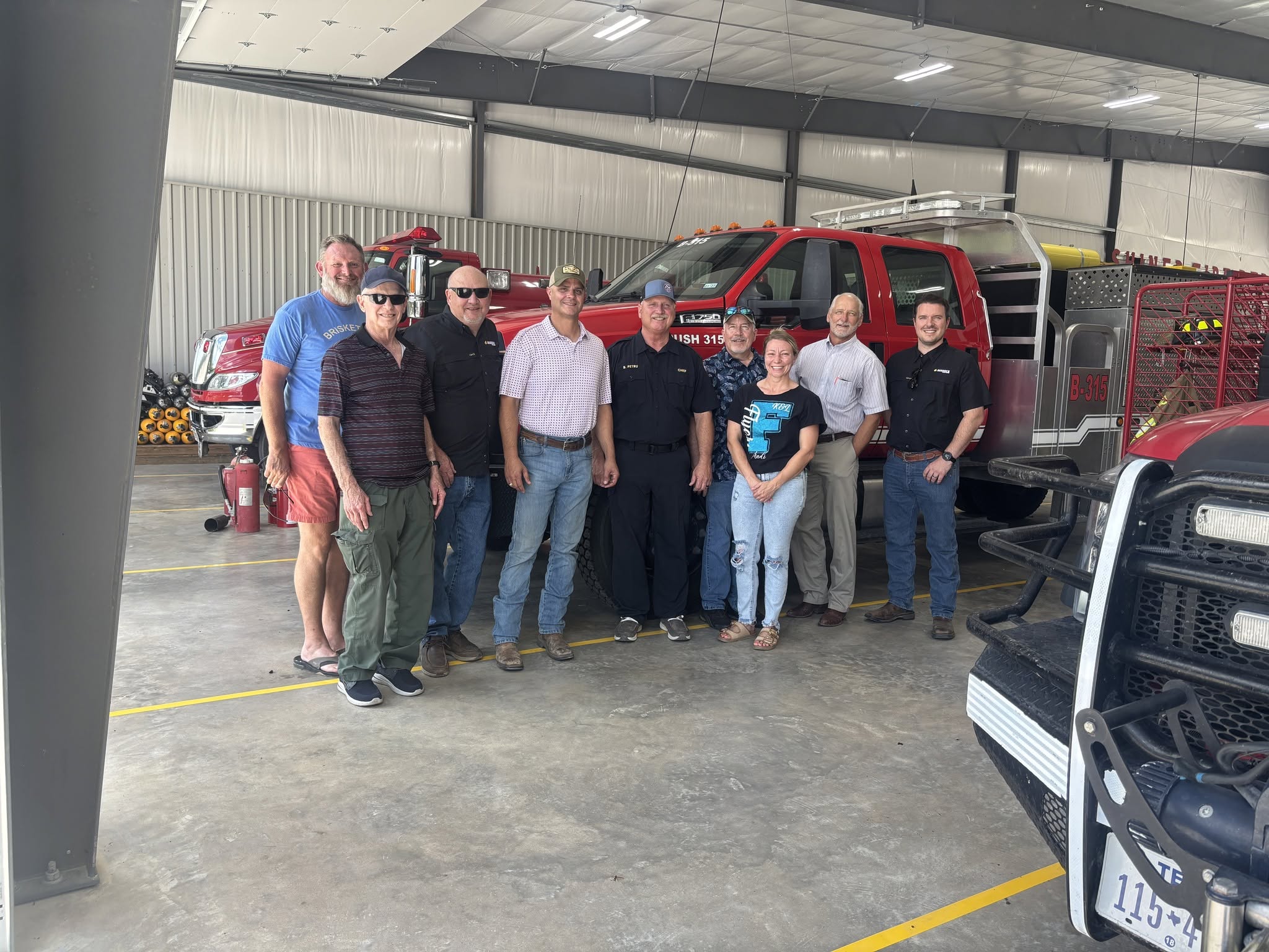 Shiner Rotary members visiting the Shiner Volunteer Fire Department